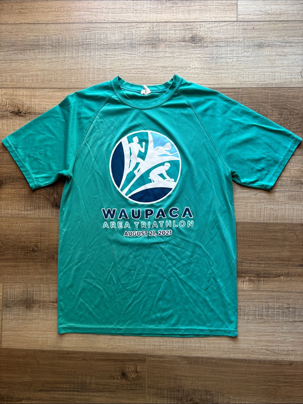Waupaca Area Triathlon Teal Men's Swim Shirt